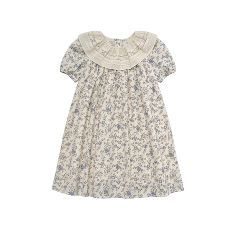 Shirt Lace Stitching Small Round Neck Short Children's Dress