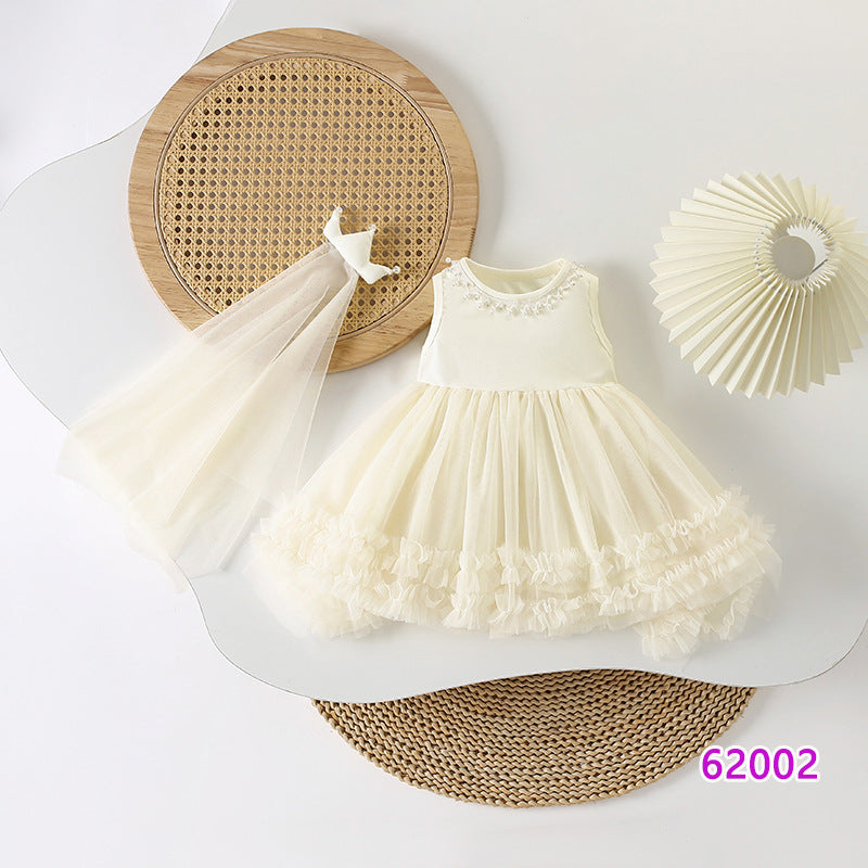 Ornament Western Style Little Sleeveless Sweet Mesh Children's Dress
