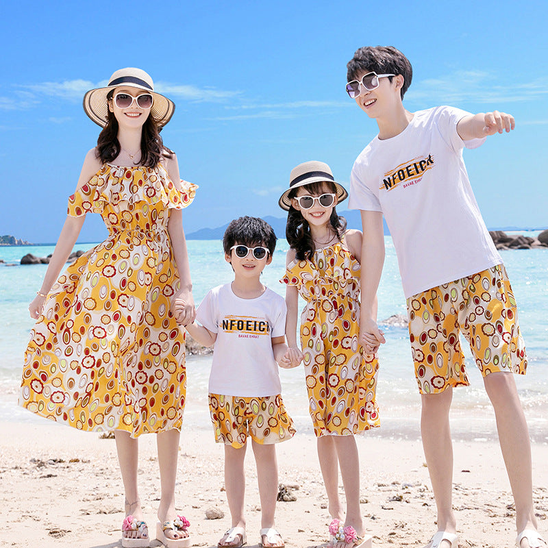 Travel Beach Dress Summer Bohemian Long Skirt Parent-child Outfit