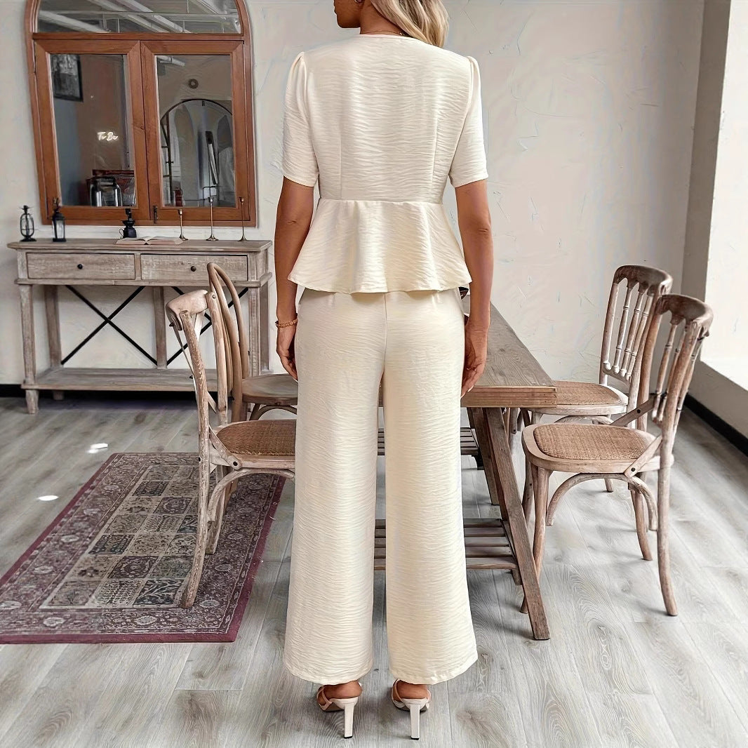 Charming Women's Button Sleeve Loose Trousers Shorts