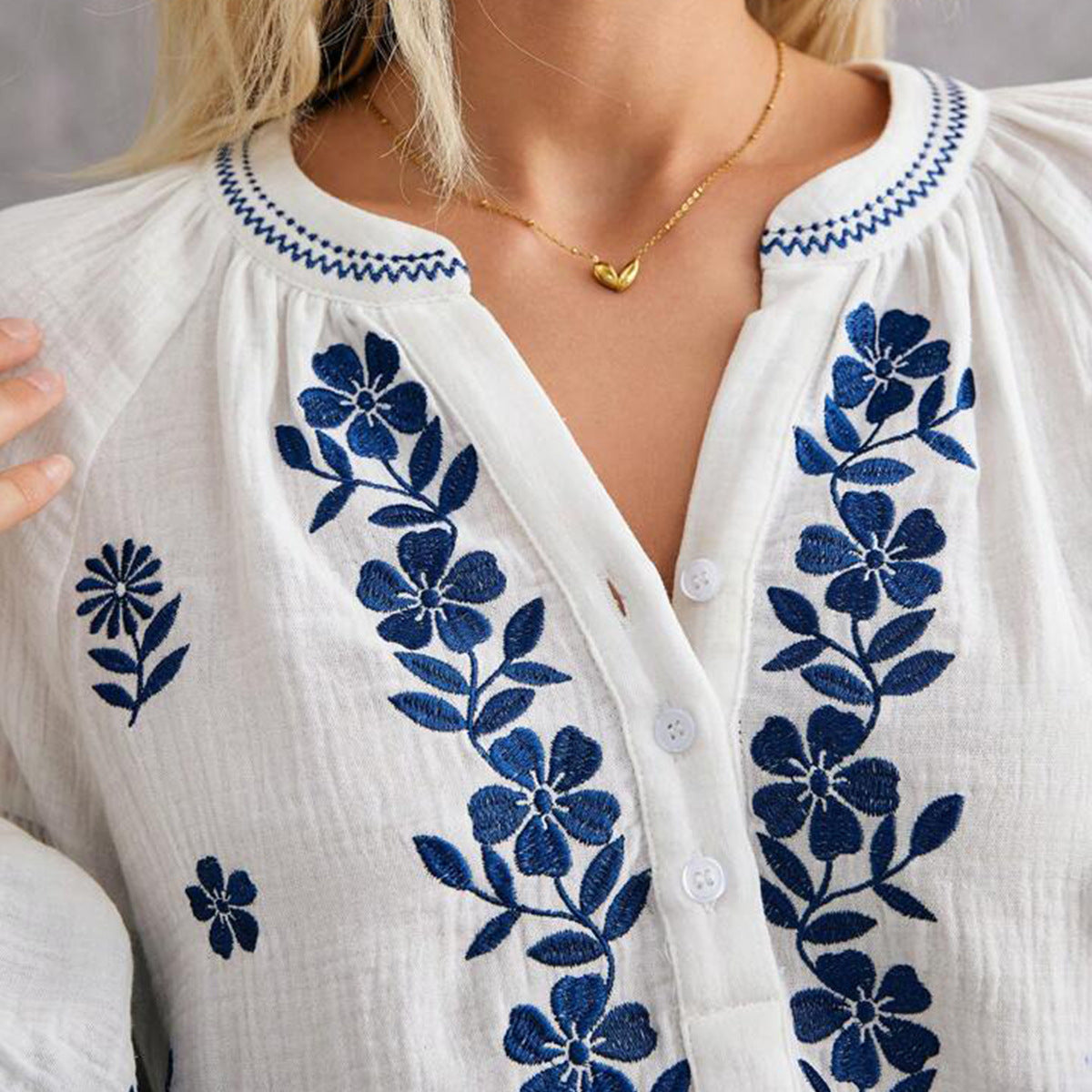 Women's Ethnic Style White Shirt Cotton Long Sleeve Jackets