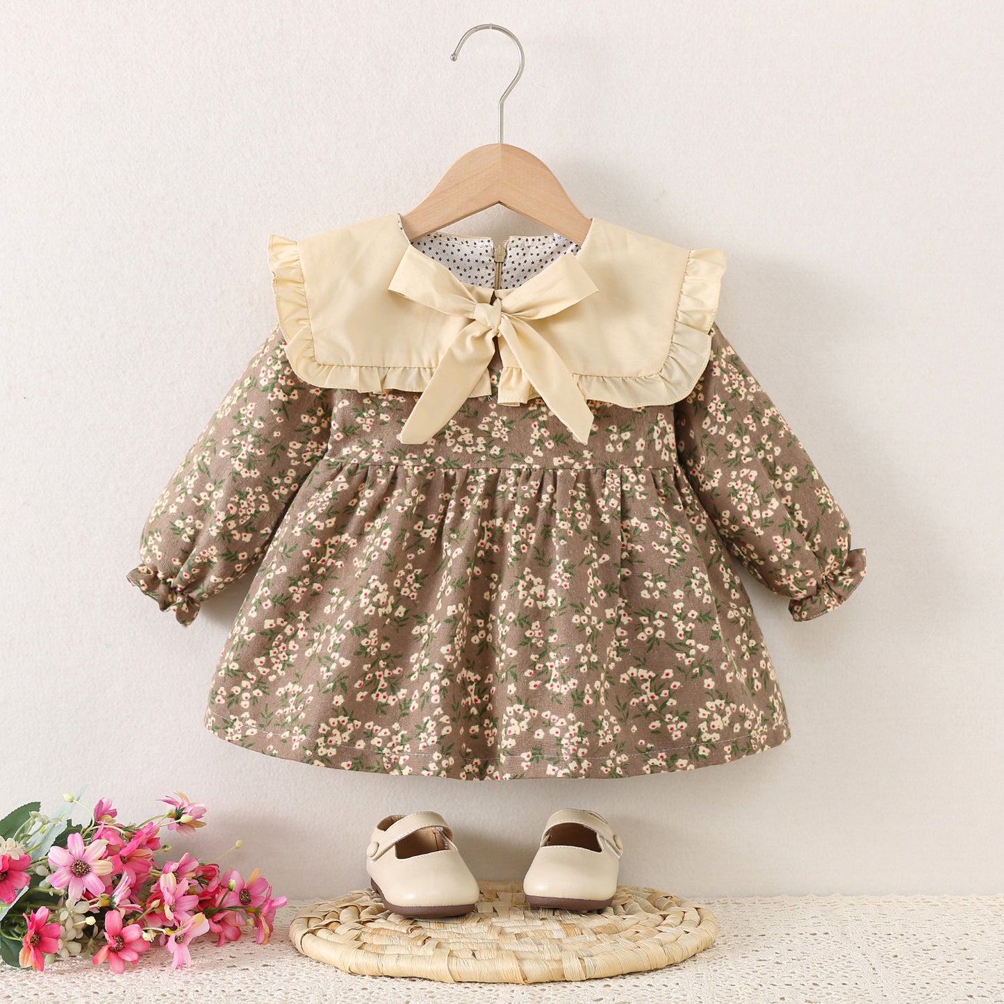 Children's Clothing Long-sleeved Infant Korean Floral Princess Children's Dress