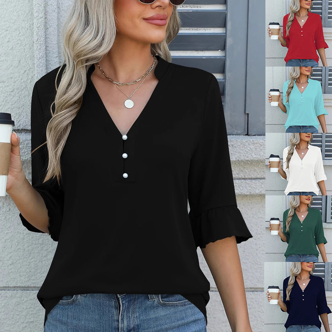 Women's Solid Color Ladies Fashion T-shirt Shirt Tops