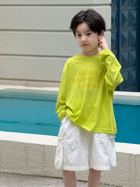 Children's Sleeve Summer Dress Boys Fashion Color Contrast Letter Print Pullover Children's T-shirt