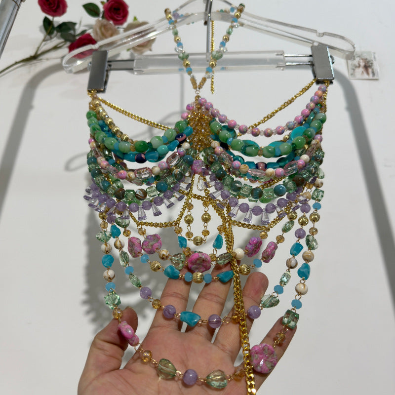Bra Body Chains Hot Backless Halter Beaded Small Vest/suspenders/tube Top