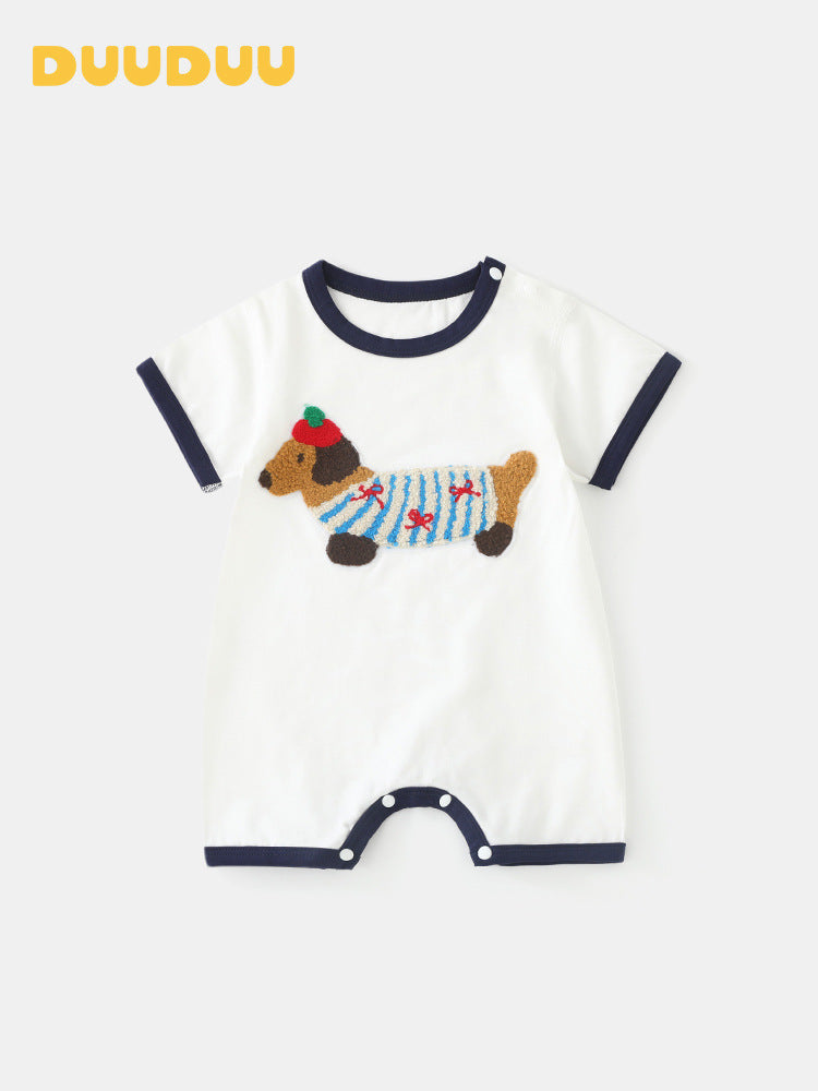 Puppy Summer Hooded Clothes Short Sleeved Kazakhstan Romper Jumpsuit, Climbing Suit