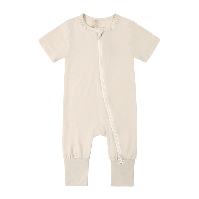Jumpsuit Summer Bamboo Fiber Style Short Sleeve Male Female Jumpsuit, Climbing Suit
