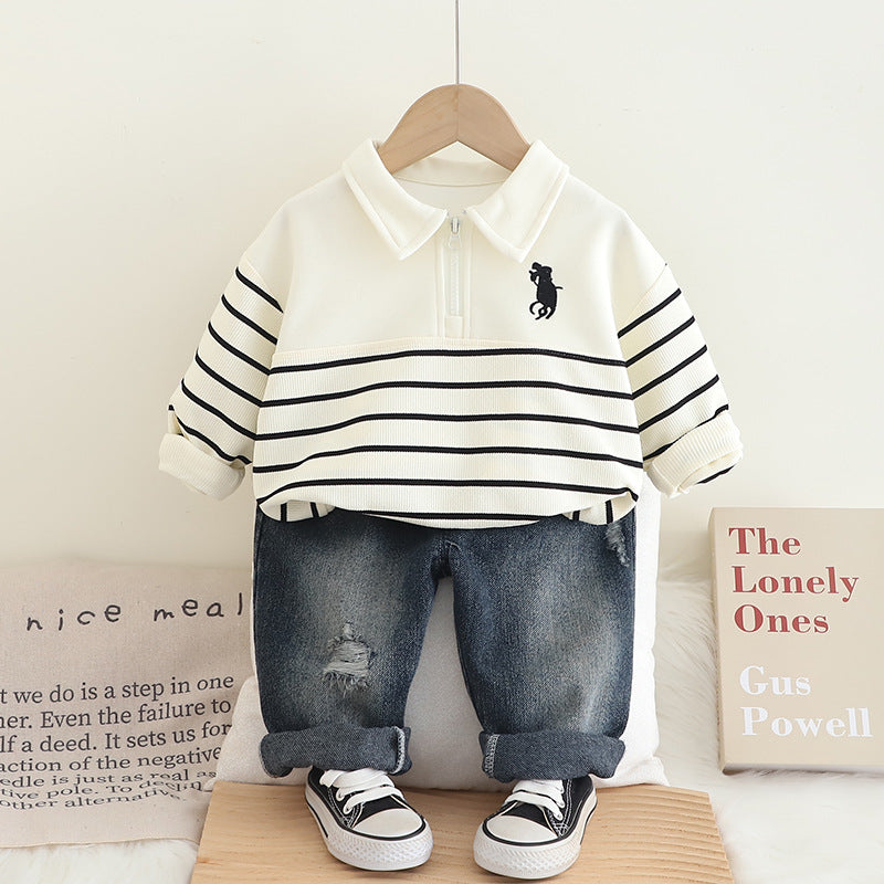 Children's Boys Spring Western Style Two-piece Set Long Sleeve Little Children's Suit