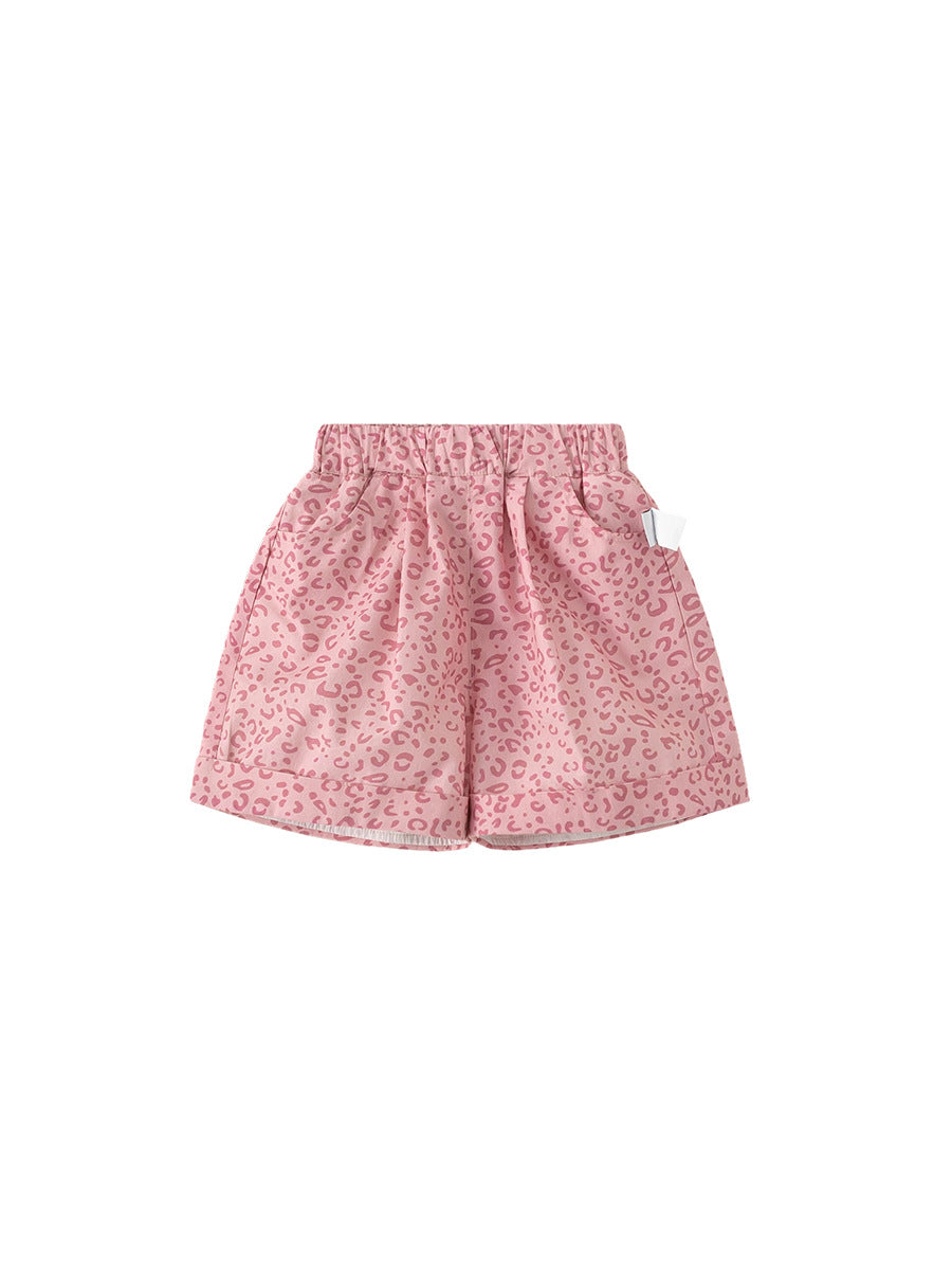 Children's Pink Leopard Print Hot Loose Fashionable Outer Children's Pants