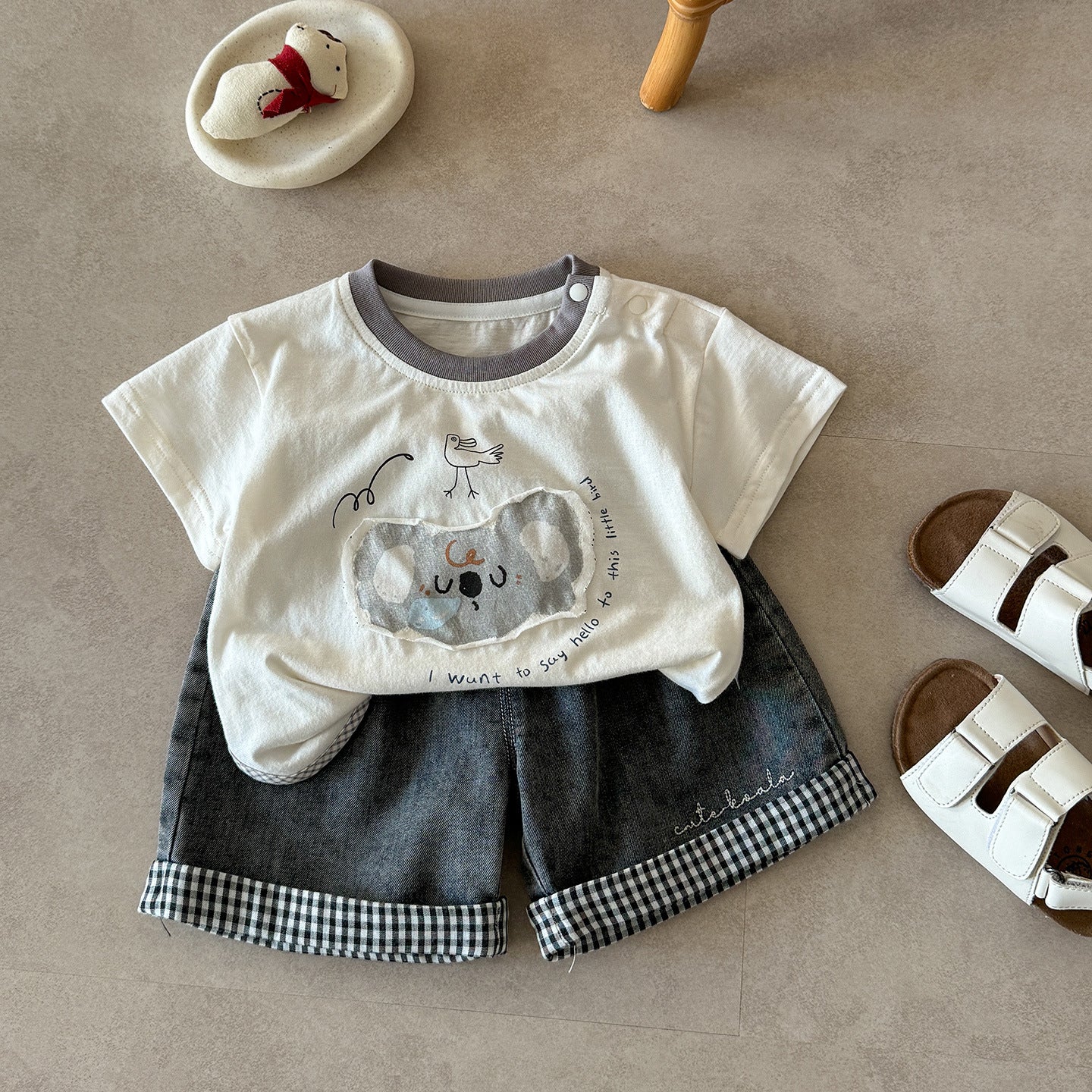 Children's Summer Thin Short-sleeved Shirt Korean Style Shorts Two-piece Children's Suit