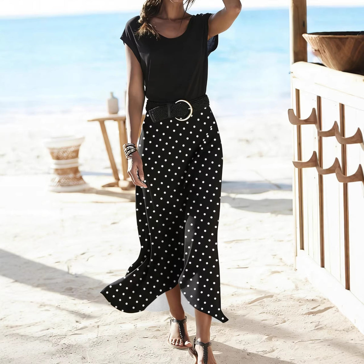 Women's Elastic High Waist Floral Vacation Style Skirt