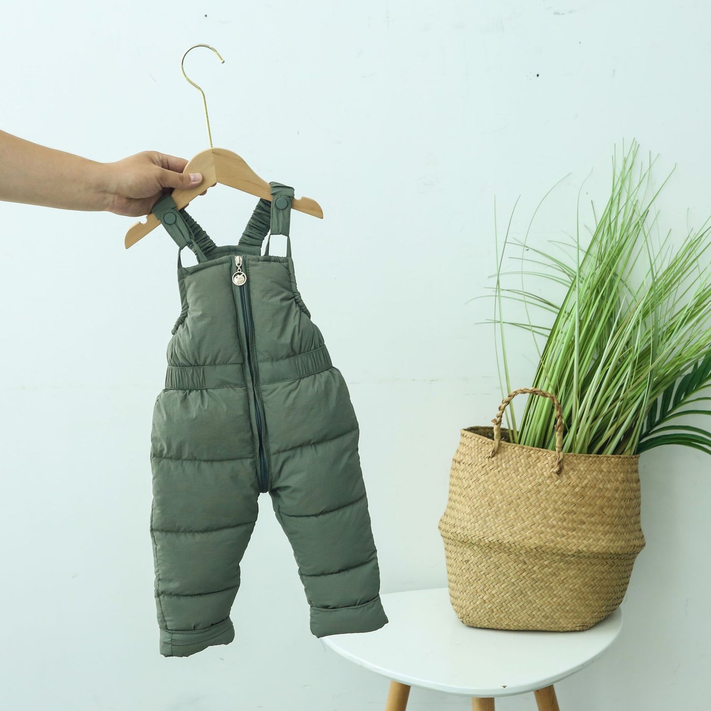 Children's Korean Style Down Cotton Suspender Outer Wear One-piece Clothes Children's Pants