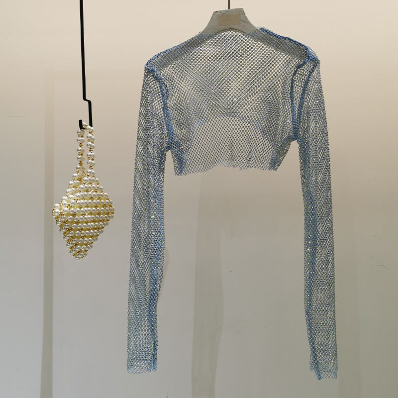 Light Diamond Fashion Net Drill Crystal Long Small Vest/suspenders/tube Top
