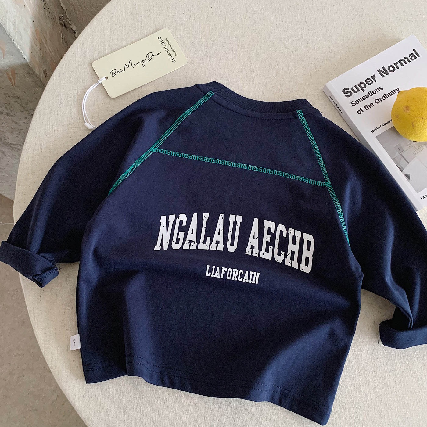Children's Long-sleeved Raglan Sleeve Spring Stitching Antibacterial Stretch Soft Children's T-shirt