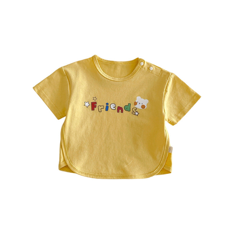 Children's Summer Korean Style Letter Print Design Sense Children's T-shirt