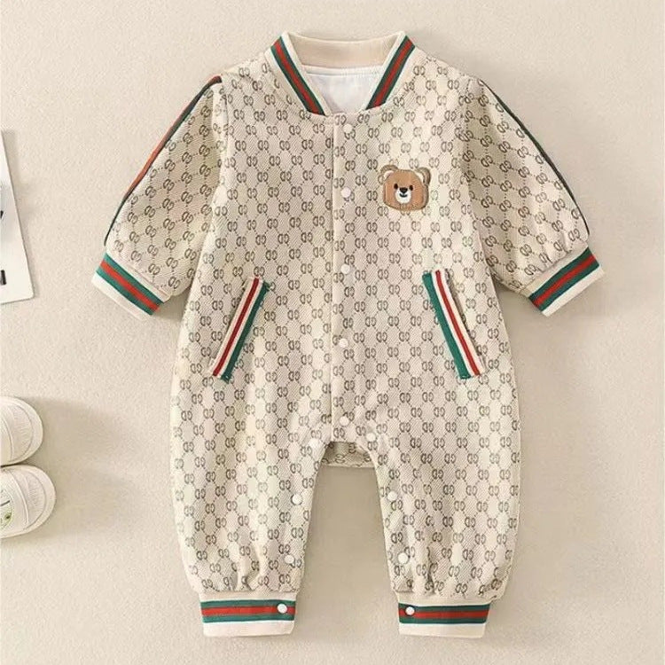 Trendy Plaid Male Female Bear Western Jumpsuit, Climbing Suit