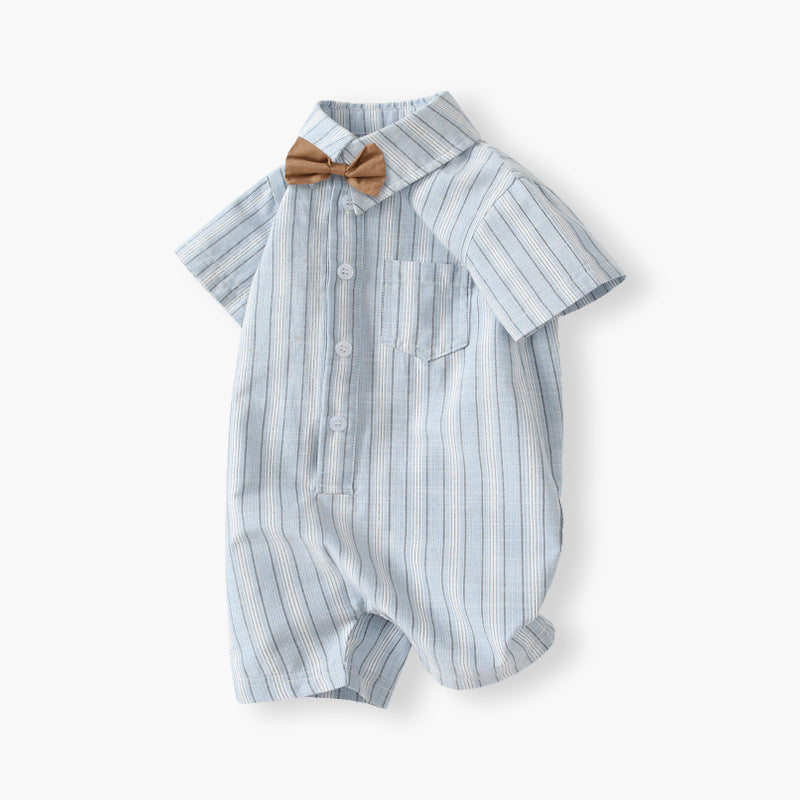 Clothes Thin Jumpsuits Striped Cotton Born Short Sleeve Boy's Jumpsuit, Climbing Suit