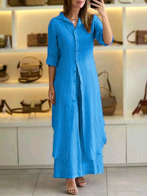Women's Urban Elegant Cotton Linen Waisted Long-sleeved Fashion Casual Suit