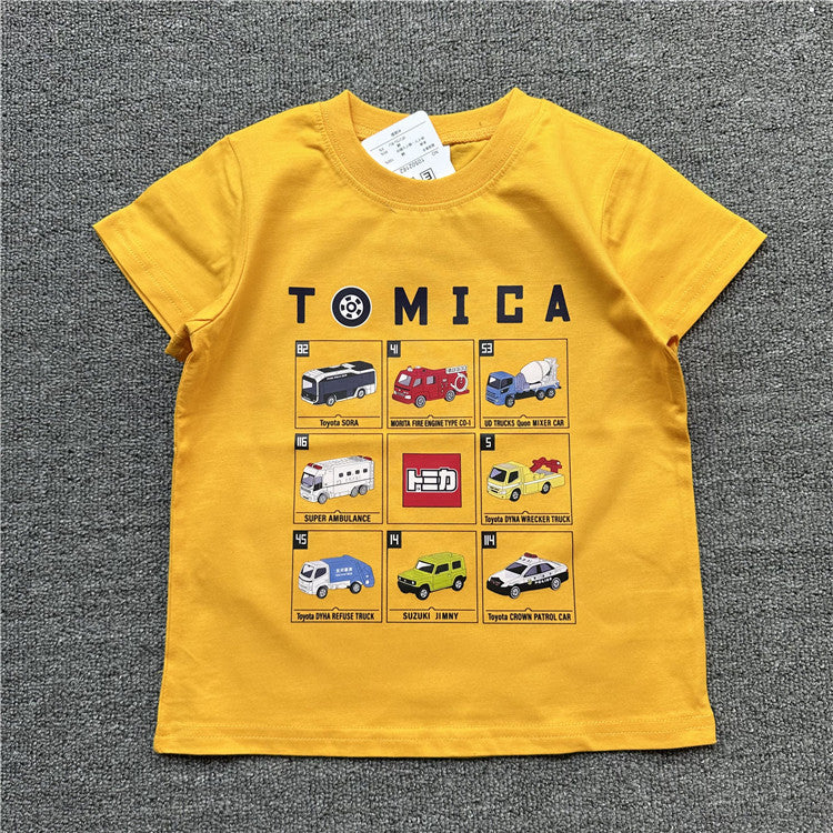 Children's Single Summer Cartoon Motorcycle Series Short-sleeved Children's T-shirt