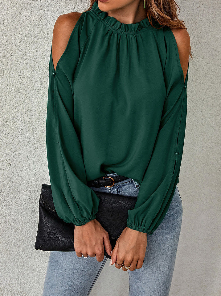 Graceful Women's Collar Cold-shoulder Elegant Fashion Tops