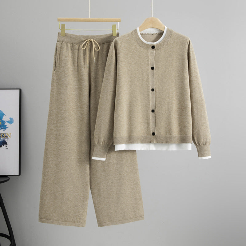 Women's Idle Style High Waist Knit Two-piece Fashion Casual Suit