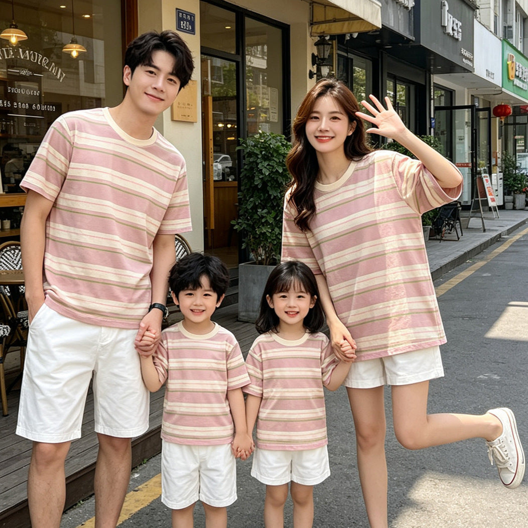 Children's Clothes Summer Casual Short Sleeve Shirt Parent-child Outfit