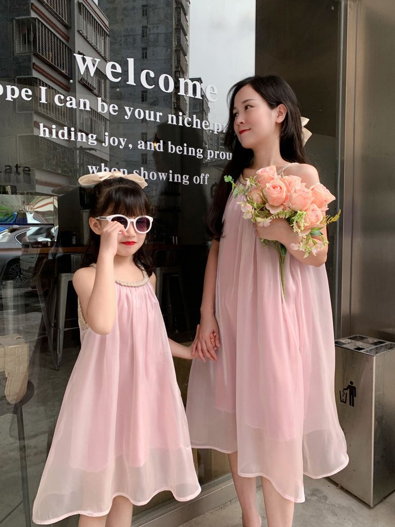 Children's Dress Summer Matching Fashionable Pearlescent Quicksand Princess Parent-child Outfit