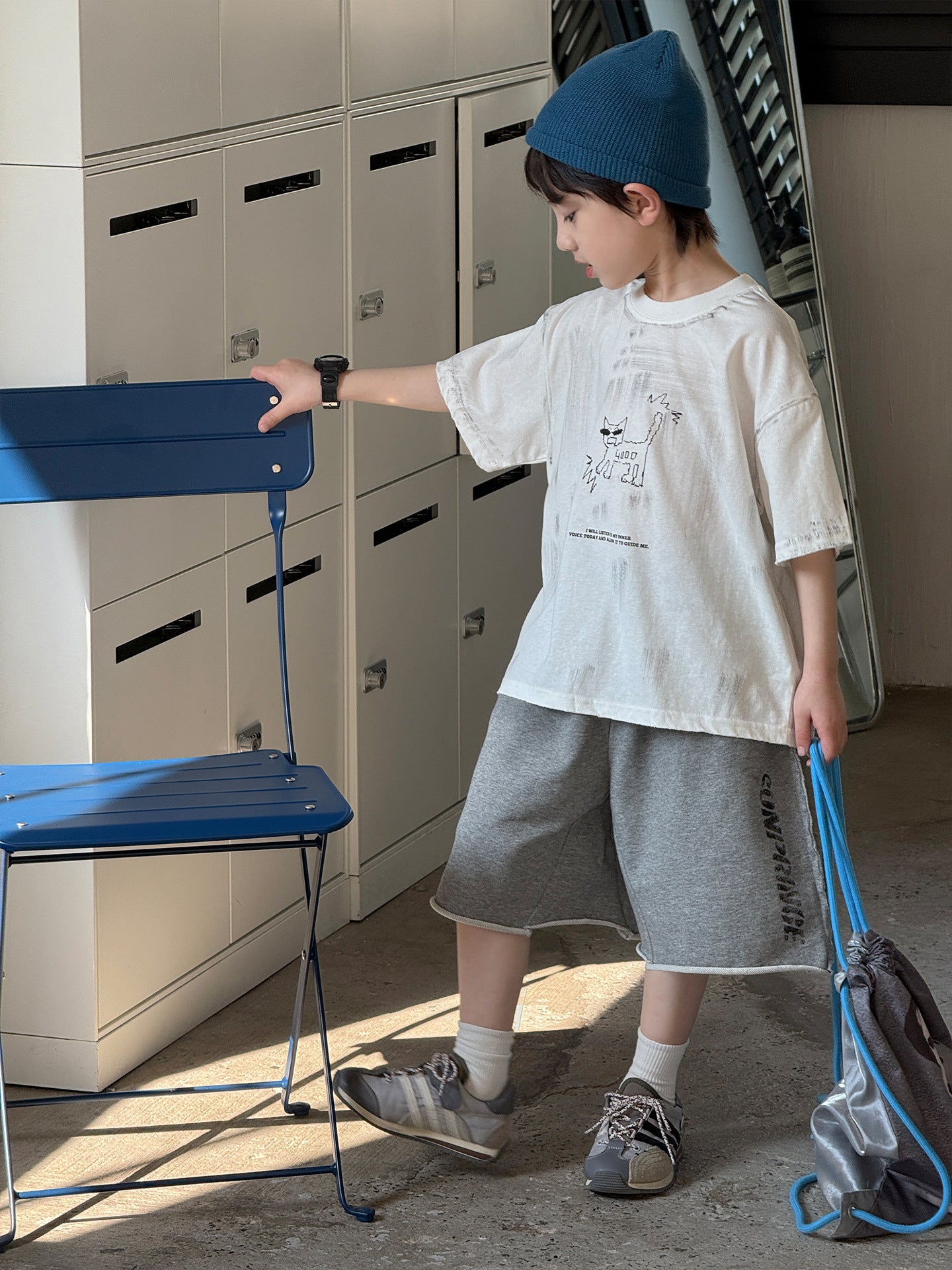 Children's Summer Korean Style Retro Street Short Sleeve Casual Trend Printed Children's T-shirt