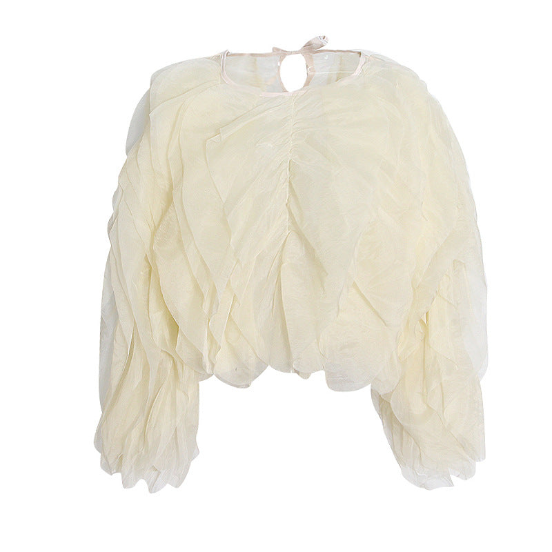Women's Design Shirt Autumn Fashion Personality Ruffled Long-sleeved Versatile Blouse