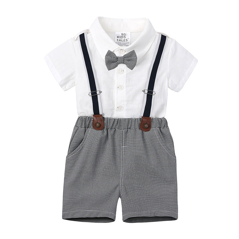 Children's Summer Clothing Boy Short Sleeve Shirt Overalls Dress Outerwear Children's Suit