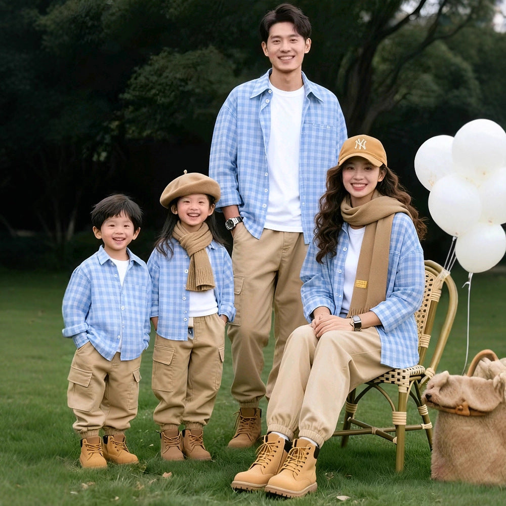 Children's Shirt Style Retro Top Loose Lazy Parent-child Outfit