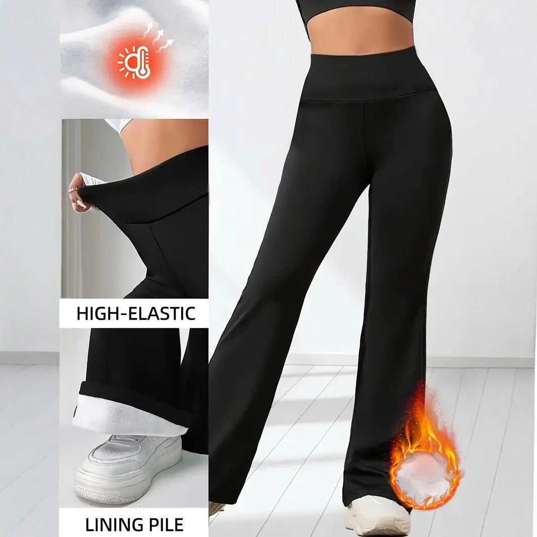 Women's Warm Yoga Outdoor Workout Fitness High Waist Fleece Pants