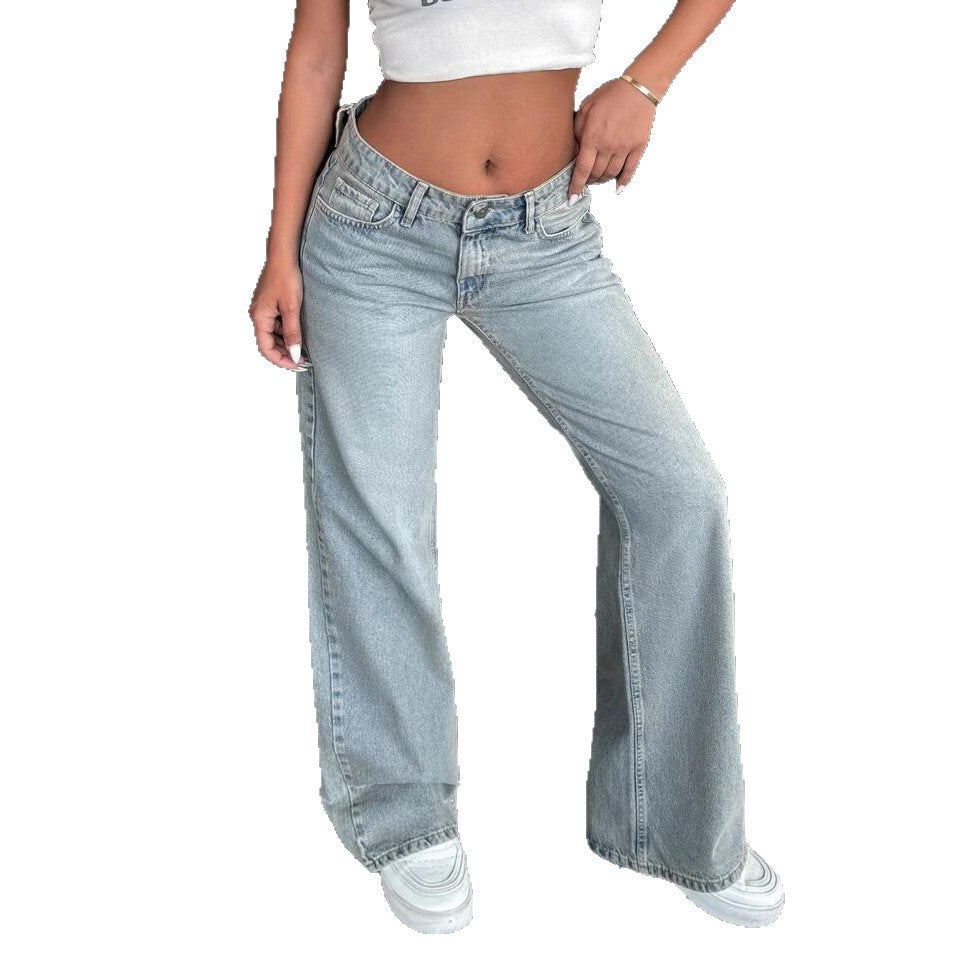 Women's Fashionable Simple Comfortable Bow Straight Casual Women's Jeans