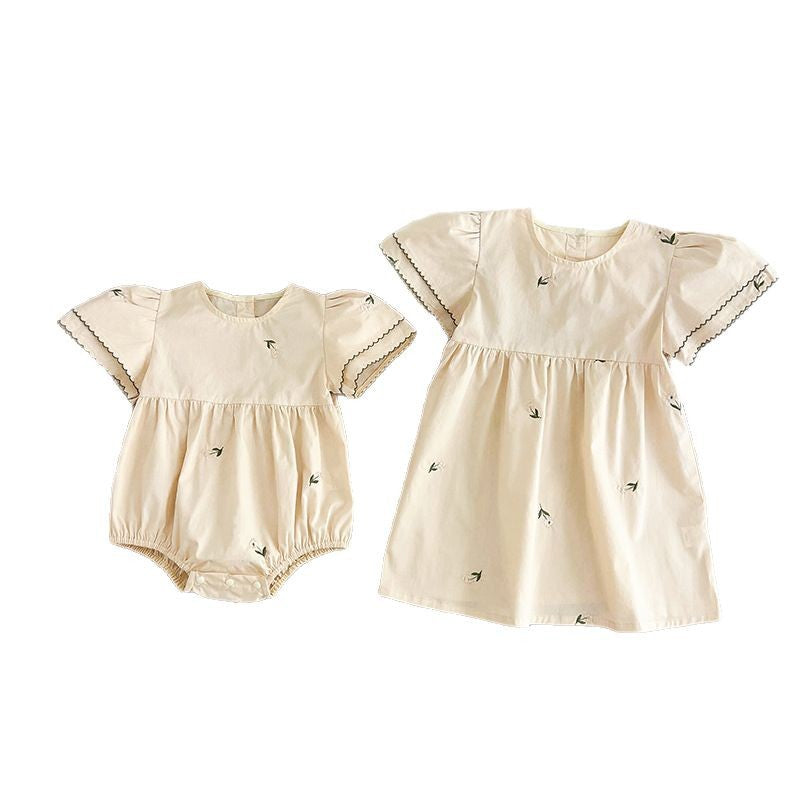Korean Style Summer Embroidered Infant Sisters Children's Dress