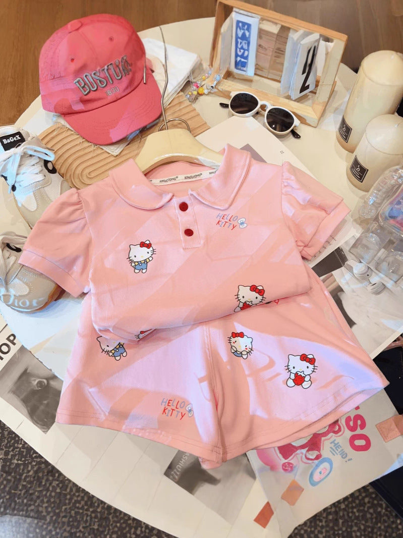 Children's T-shirt Summer Cartoon Korean Sports Casual Shorts Children's Suit