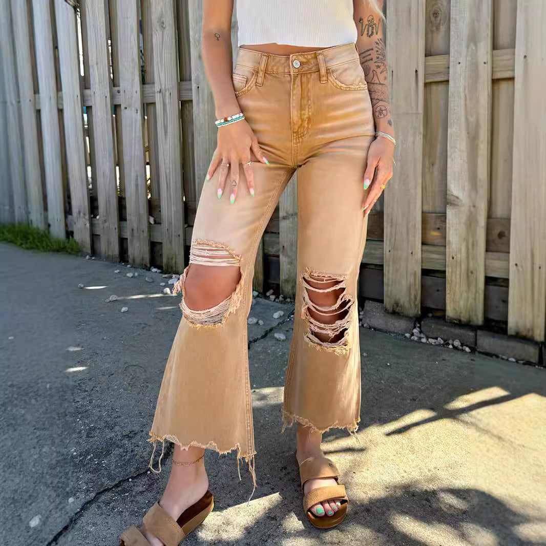 Women's High Quality Ripped Straight Loose Women's Jeans