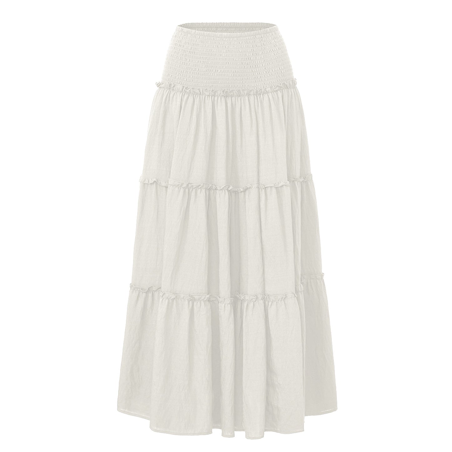Women's With Lining Wooden Ear Wrinkle Cotton Skirts