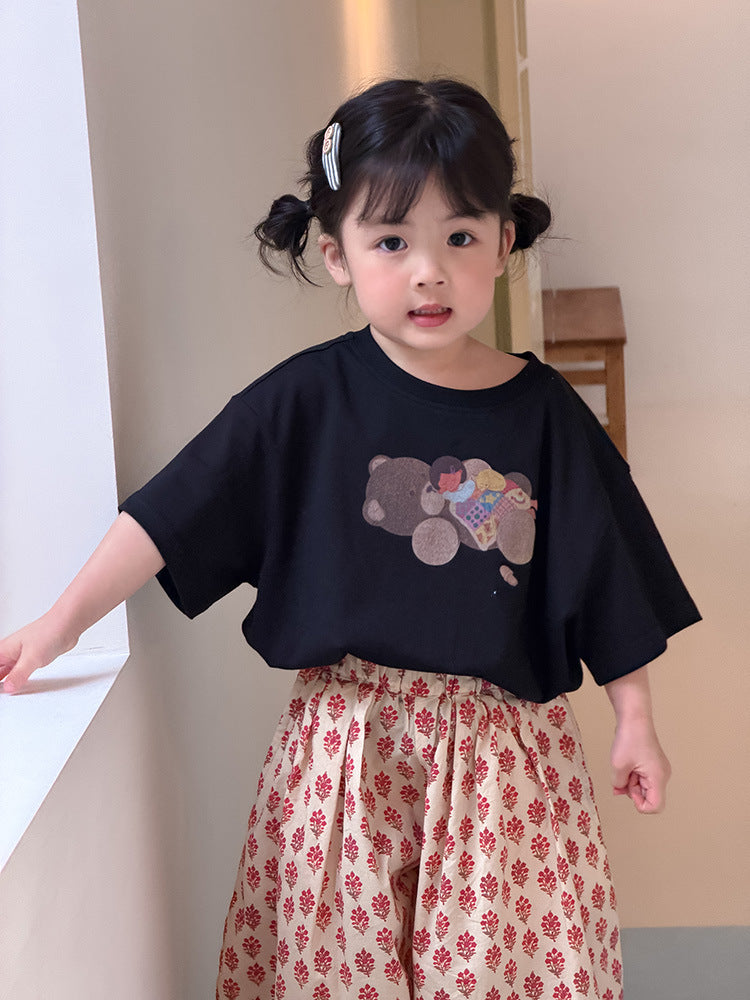 Children's Summer Korean Cartoon Bear Short-sleeved For Boys Digital Children's T-shirt