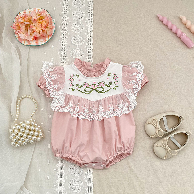 Children's Summer Embroidered Lace Skirt Romper Sisters Children's Dress