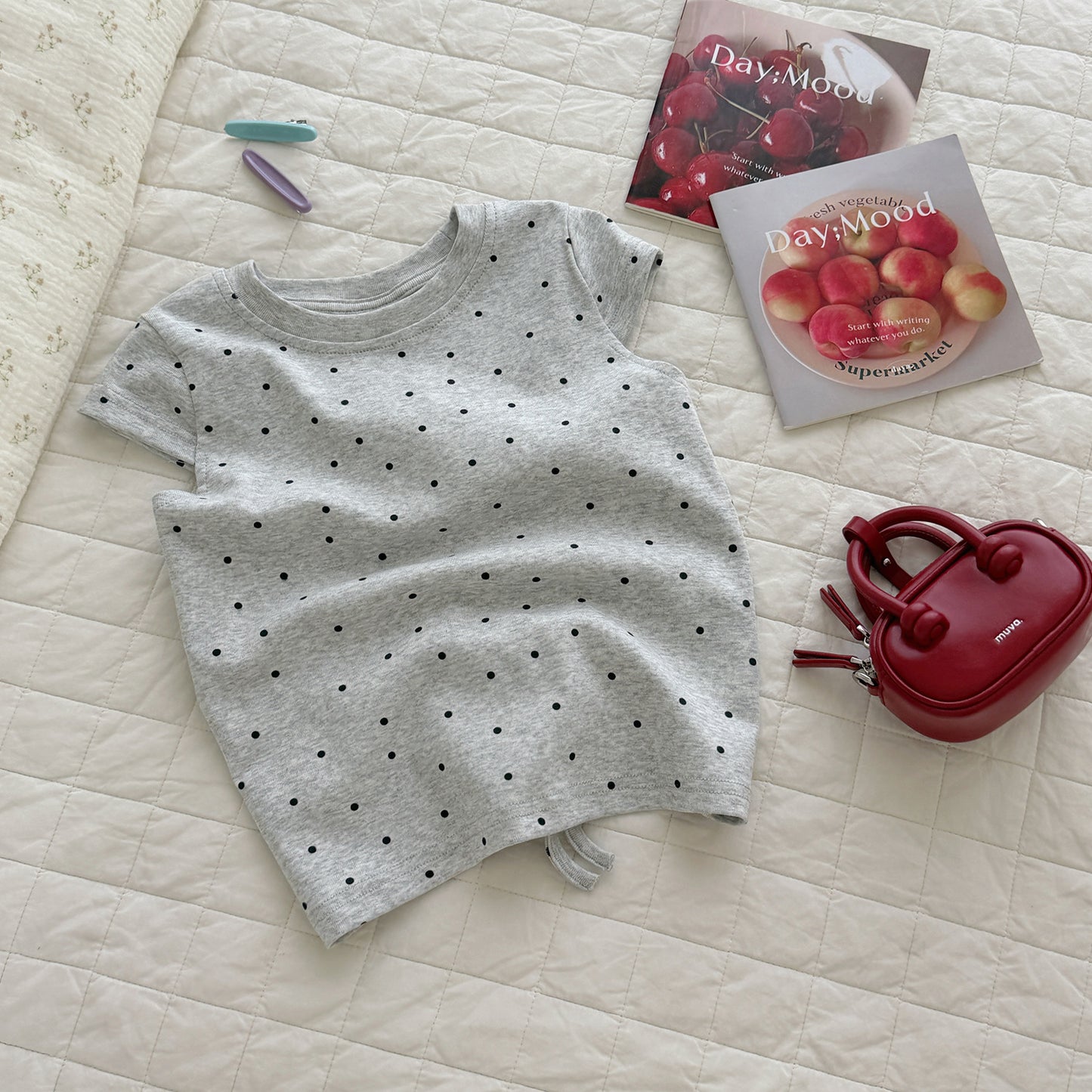 Children's Summer Back Waistcoat High Elastic Cotton Full Printed Dot Children's T-shirt