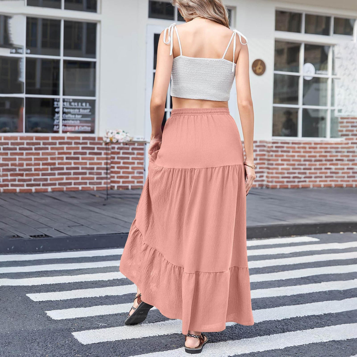 Women's Summer Bohemian Solid Color Side Slit Skirts