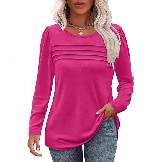 Women's Elegant Fashion Casual Long Sleeve Peplum Large Size T-shirt