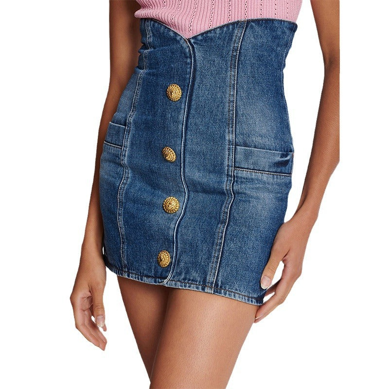 Fashion Washed Denim High Waist Mini Skirt