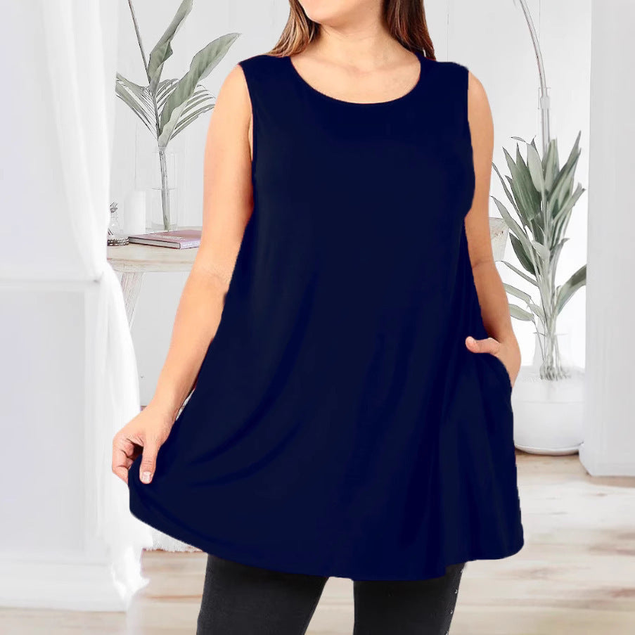 Women's Fashion Casual Pocket Solid Color Vests