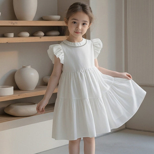 Children's Summer Fashionable Clothing Casual Puff Sleeve Children's Dress