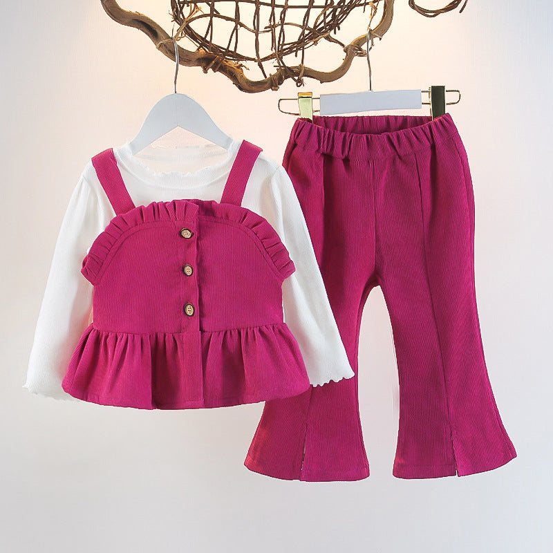 Clothes Casual Pants Three-piece Princess Suspender Children's Suit