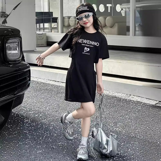 Korean Short Sleeve T-shirt Skirt Tight Children's Dress