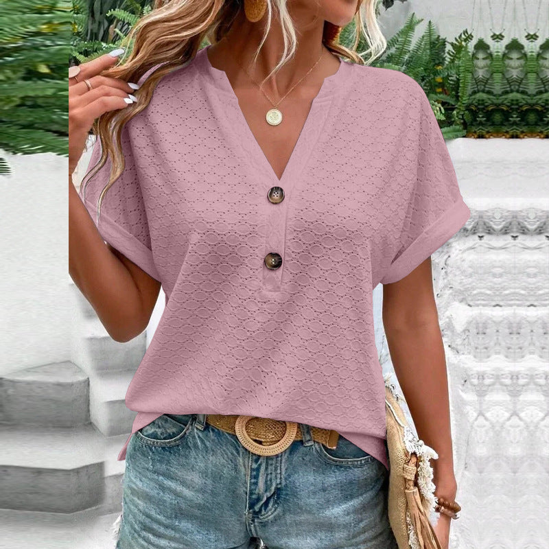 Women's Fashion Casual Solid Color Sleeve Button Shorts