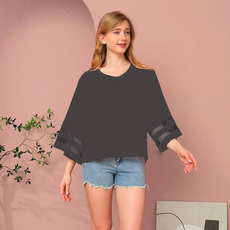 Women's Loose Mesh Stitching Sweet Fresh Style Lace Shirt, Chiffon Shirt