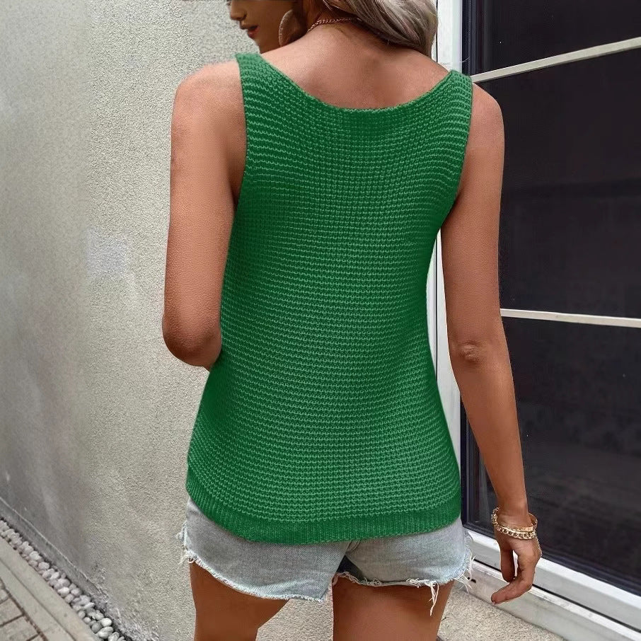 Women's Summer Large Square Collar Camisole Solid Small Vest/suspenders/tube Top
